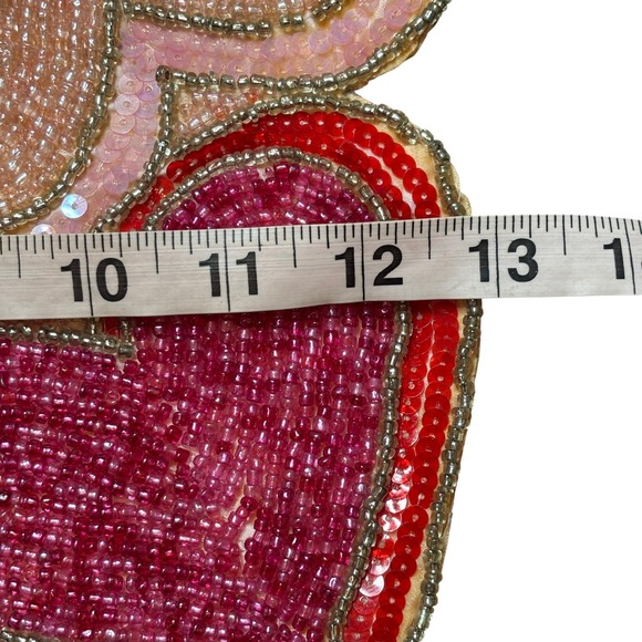 Pier 1 Imports Pink Red Silver Beaded Sequins Heart Table Runner Valentine's Day - Picture 8 of 11